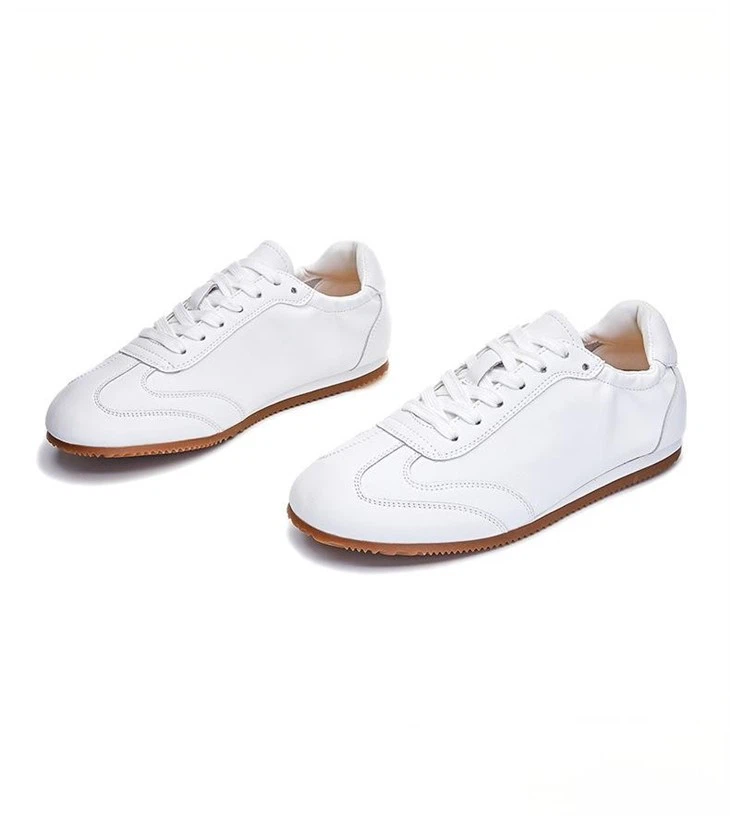 Genuine Leather Women Silver Sneakers